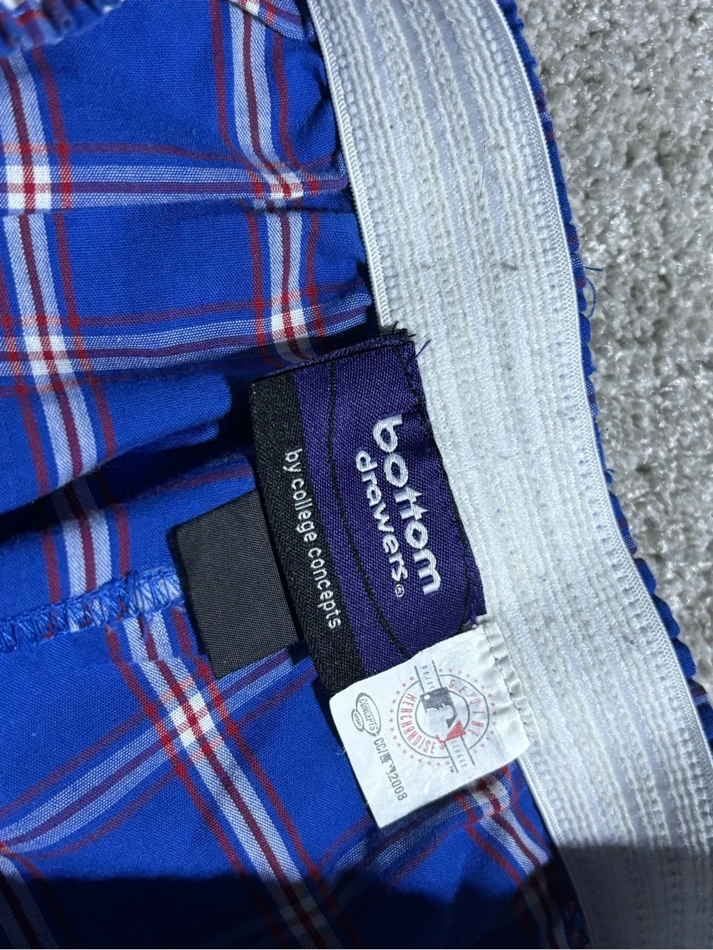 Men's Blue Plaid Boxer Shorts with Team Crest